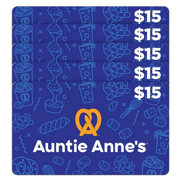 Auntie Anne's Five $15 E-Gift Cards ($75 Value)