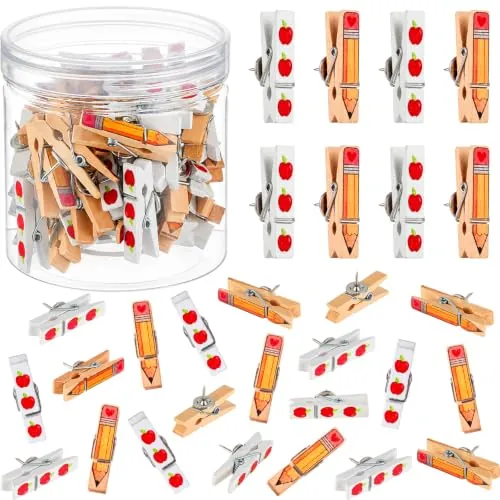 60-Piece Apple and Pencil Clips