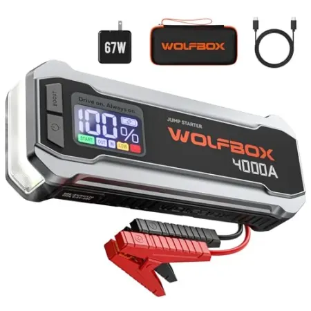 WOLFBOX 12V 4000A Jump Starter w/ 65W Quick Charger
