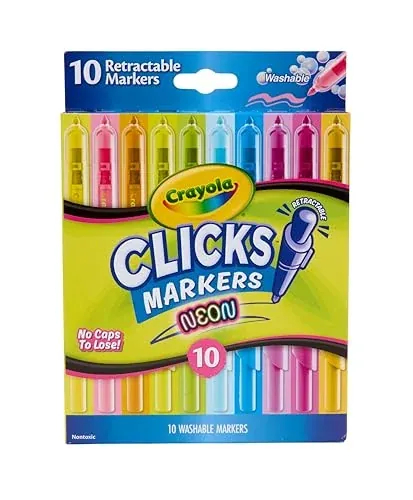 Crayola Clicks Retractable Tip Neon Washable Markers 10ct