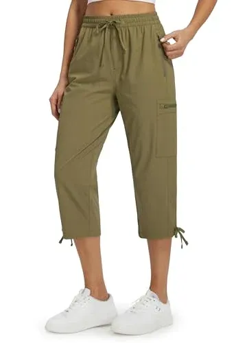Libin Women's Hiking Capri Cargo Pants Cropped Summer Pants
