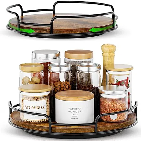 2-Pk WOWBOX Wood Lazy Susan Turntable Organizer (9"&10")