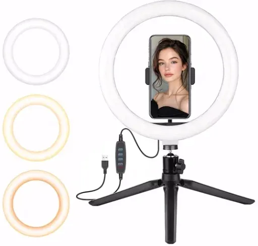 DAYBETTER 10" LED Selfie Ring Light w/ Tripod Stand & Phone Holder