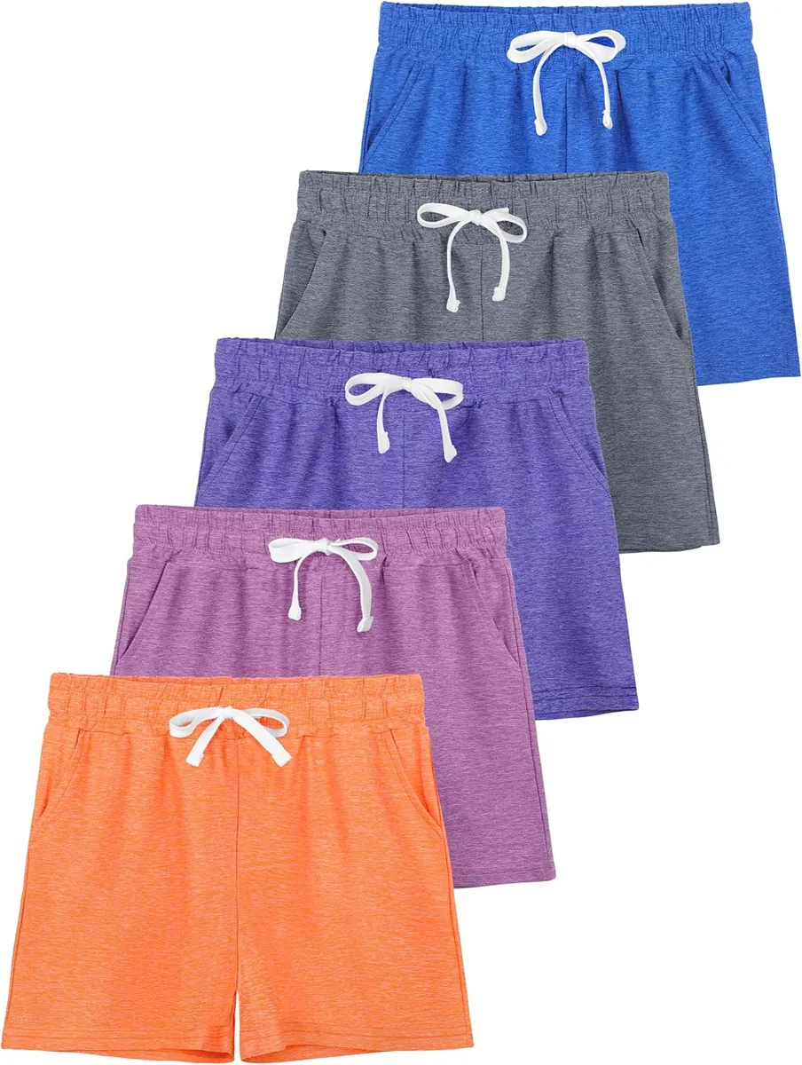 Jorhig Girls Athletic Shorts 5-Pack