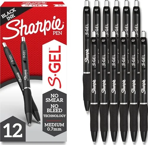 Sharpie S-Gel Black Gel Pens 12-Count