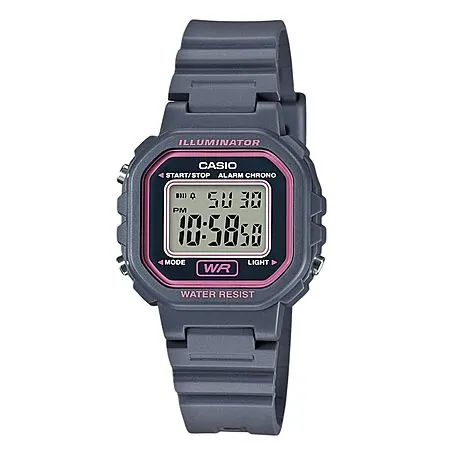 Casio Women's Digital Watch w/ LED Light, Stopwatch & 5-Year Battery (Grey/Pink)