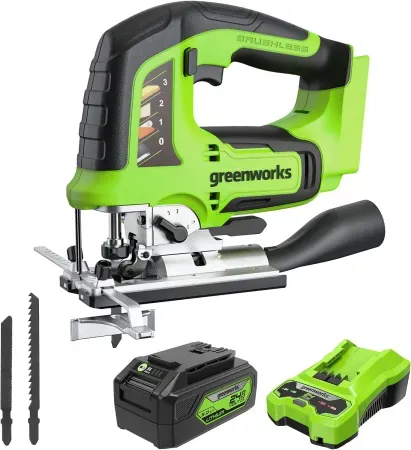 Greenworks 24V Brushless 1" Cordless Jig Saw w/ 4.0Ah Battery & Charger