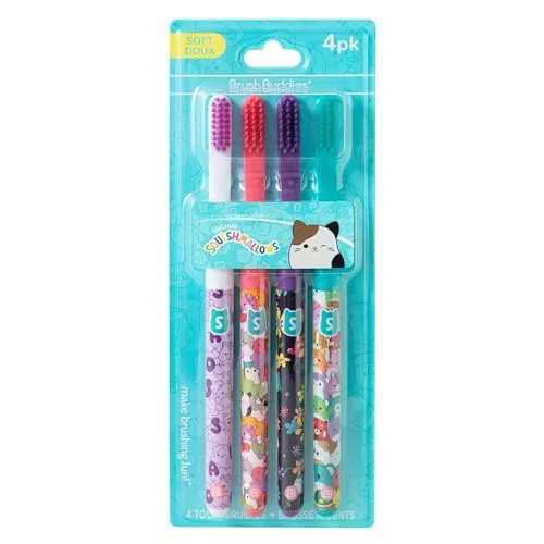 Kids' Brush Buddies Squishmallows Soft Manual Toothbrushes 4-Pack