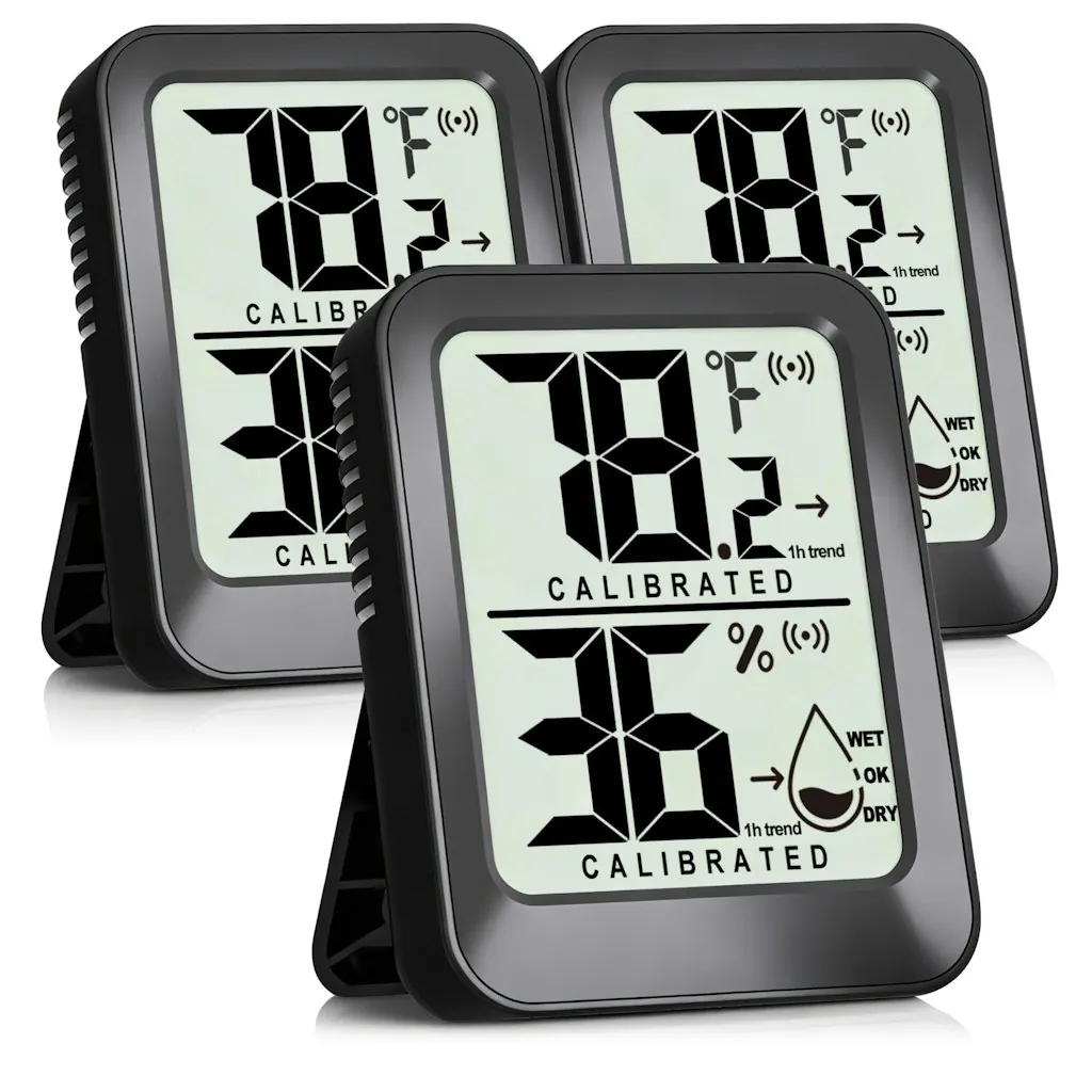 3-Pack Room Thermometer & Humidity Meter