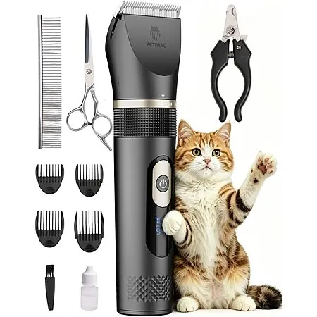 5-Pc Petimao Cat Grooming Kit w/ 5-Speed Clippers, Scissors, & More