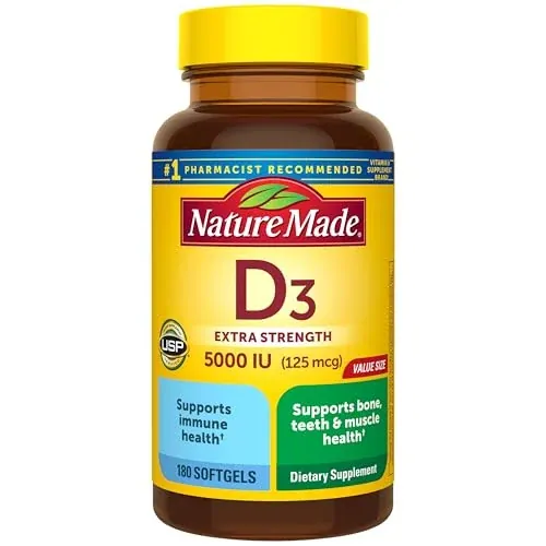 Nature Made Vitamin D3 125 mcg 5000 IU Softgels 180-Ct