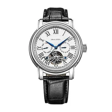 Seagull Men's Automatic Mechanical Watches: 42mm Open Heart Skeleton (White)