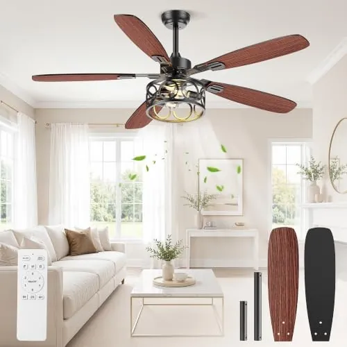 Blnan 52" 5-Blade Ceiling Fan with Light and Remote