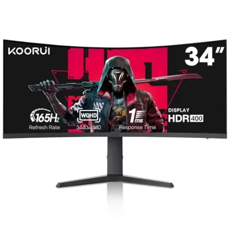 KOORUI 34'' Ultrawide WQHD 165Hz Curved Gaming Monitor