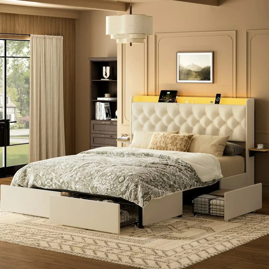 Ebern Designs Coba Queen Upholstered Platform Bed w/ Storage
