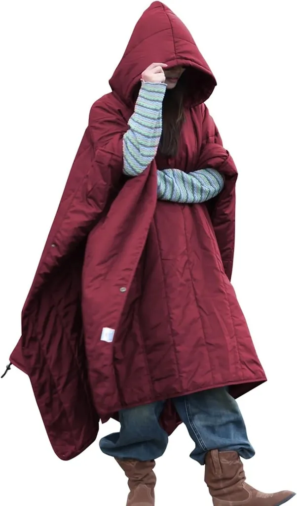 79" x 59" Wearable Hooded Camping Blanket