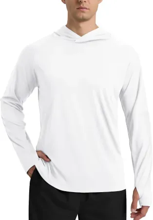 BOJIU UPF 50+ Fishing Shirt Long Sleeve UV Sun Protection Hoodie