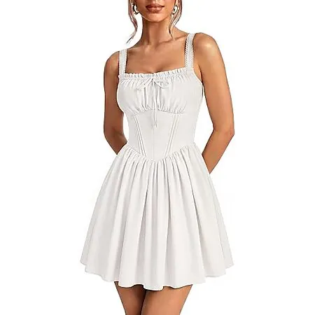 Scarlet Darkness Mini Corset Adjustable Strap Sundress w/ Pockets