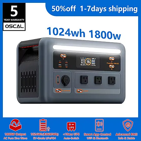 OSCAL PowerMax 1800 SE 1024Wh 1800W LiFePO4 Portable Power Station