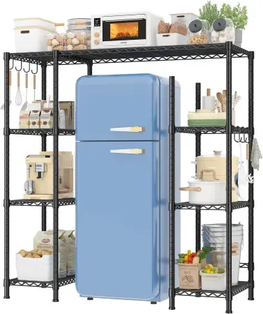 4-Tier REIBII Adjustable Shelf Stand w/ Storage for Mini Fridge