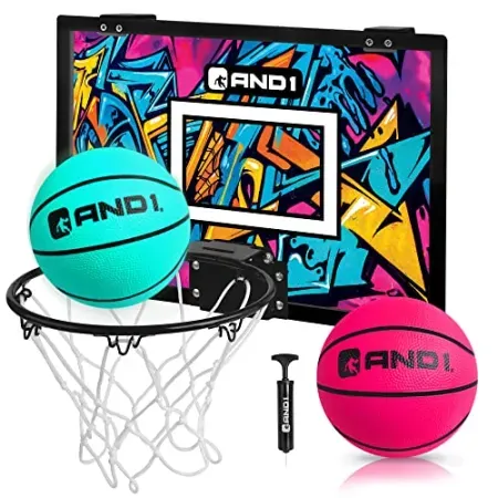 AND1 Over the Door 18" x 12" Mini Basketball Hoop w/ Two Mini Basketballs