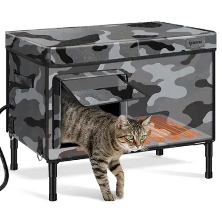 IPOW XL 6-Layer Insulated Heated Outdoor Cat House w/ Heated Pad