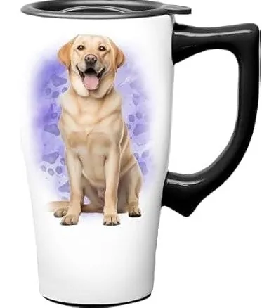 Spoontiques Yellow Lab Ceramic Travel Coffee Mug