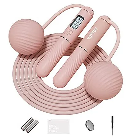 YOTTOY Cordless Ball-Weighted Jump Rope w/ LCD Display (2 Colors)