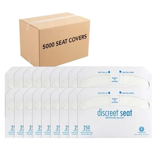 Hospeco Discreet Seat Half-Fold Toilet Seat Covers 20-Pack 250-Count