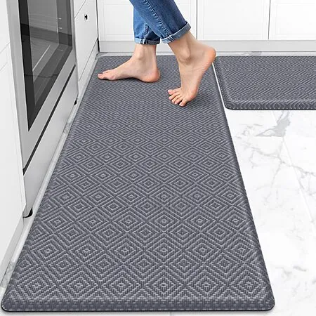 2-Pc Mattitude Cushioned Anti-Fatigue Kitchen Mat Set: Grey 59" or Black 47"
