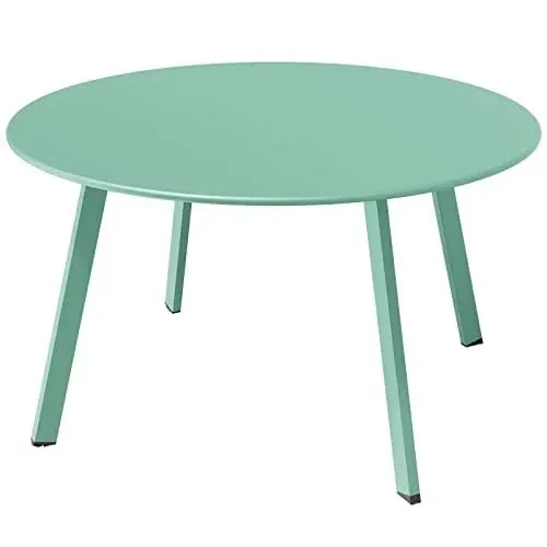 Grand Patio Round Steel Patio Coffee Table, Mint Green