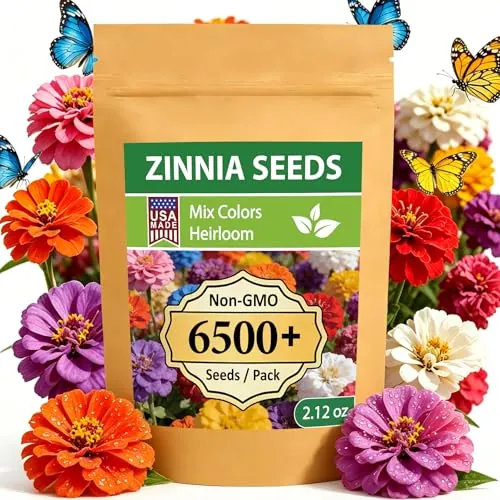 California Giant Zinnia Seeds, 6500+ Bulk Pack Mixed Colors