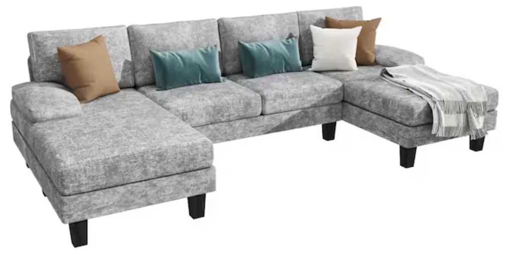 Lacoo 110" U-Shaped Chenille Sofa with Chaise