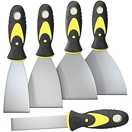 5-Pc Rerdeim Putty Knife w/ Rubber Ergonomic Handles (1"- 5" Assorted Sizes)