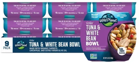 9-Pack Wild Planet Ready-To-Eat Wild Tuna White Bean Salad (5.6oz Bowls)