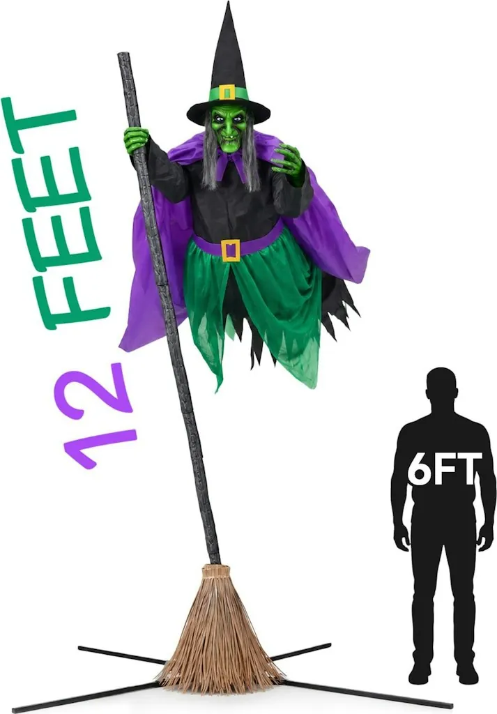 12-Foot Animated Hovering Witch Halloween Decoration