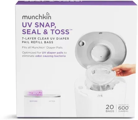 Munchkin UV Snap, Seal & Toss Diaper Pail Refill Bags 20 Pack