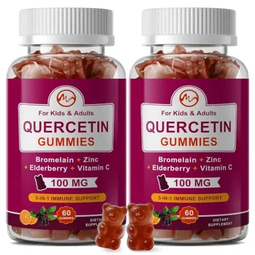 Quercetin Gummies with Bromelain, Elderberry, Zinc and Vitamin C 100mg 2-Pack