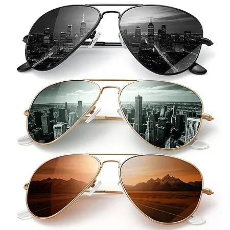 3-Pk kunchu Classic Polarized Aviator Sunglasses