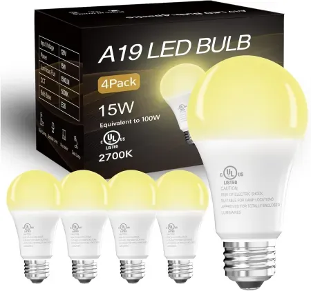 4-Pack dalattin 100 Watt Equivalent 15W A19 LED Bulbs