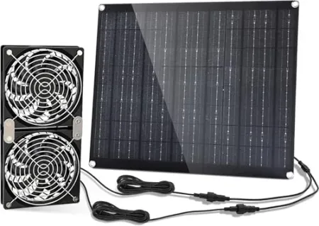 Ttnde 30W Solar Panel Fan Kit with Dual Waterproof Fans
