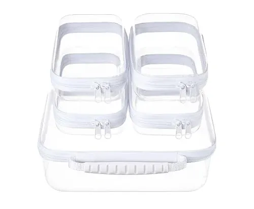 Clear Hard Shell Toiletry Travel Case with Handle