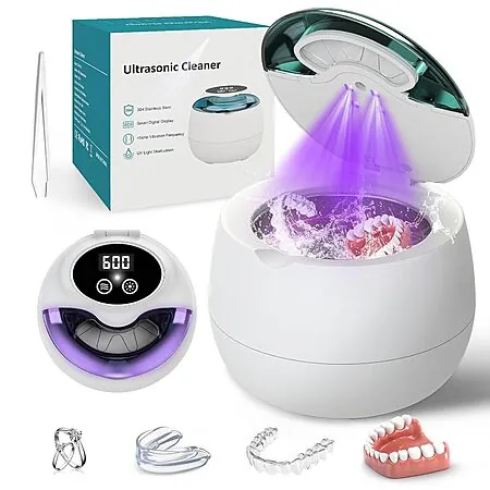 200mL Nrqyon Ultrasonic Retainer Cleaner w/ UV Light, 45kHz Cleaning & 5 Modes