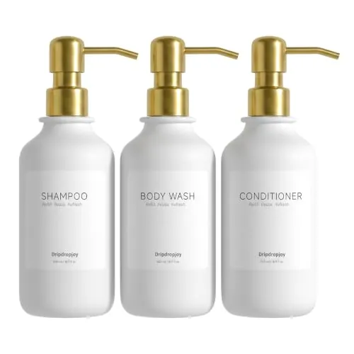 Shampoo and Conditioner Dispenser Set Bottles Refillable with Pumps