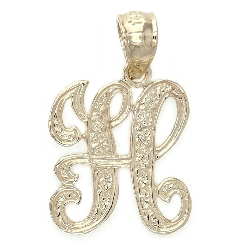 14k Yellow or White Gold Initial Letter Charm Pendant