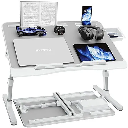 23.6" Evetto X-Large Adjustable Laptop Bed Desk w/ Storage Drawer (2 Colors)