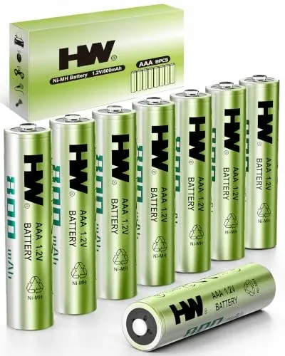 8-Pack HW AAA NiMH Rechargeable Batteries 800mAh