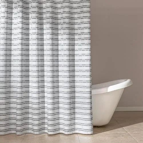 Amazon Basics Geometric Jacquard Fabric Shower Curtain