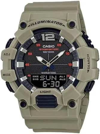 48mm Casio Men's Classic Analog Digital Display Quartz Watch w/ Black Dial (Tan)