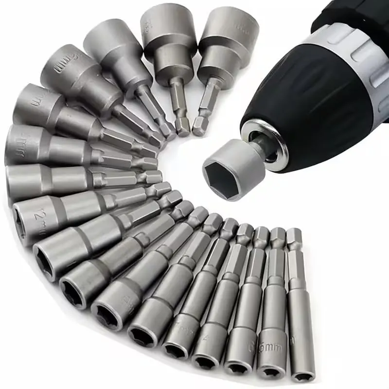 14-Piece Magnetic Nut Driver Set, 1/4" Hex Shank Impact Socket Bit Set